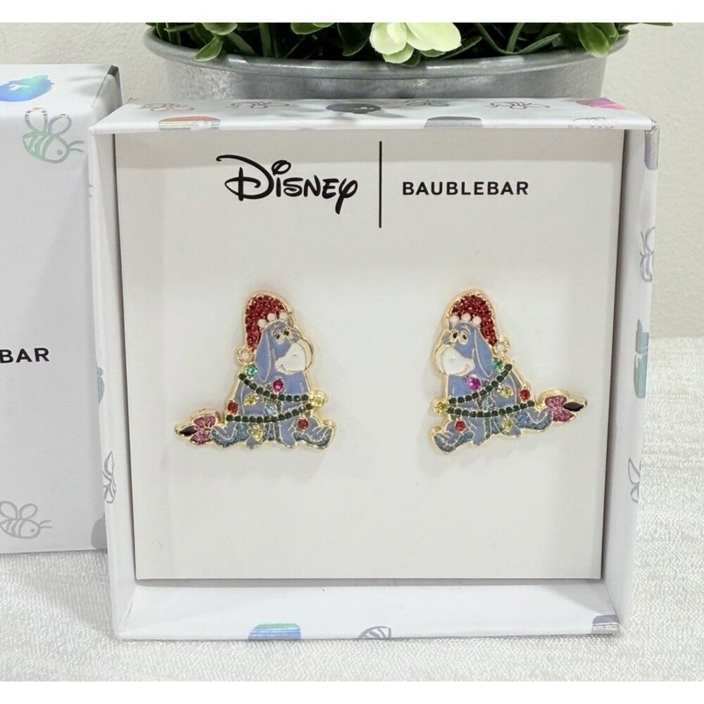 Disney Baublerbar Eeyore Santa Hat Christmas Lights Stud Earrings